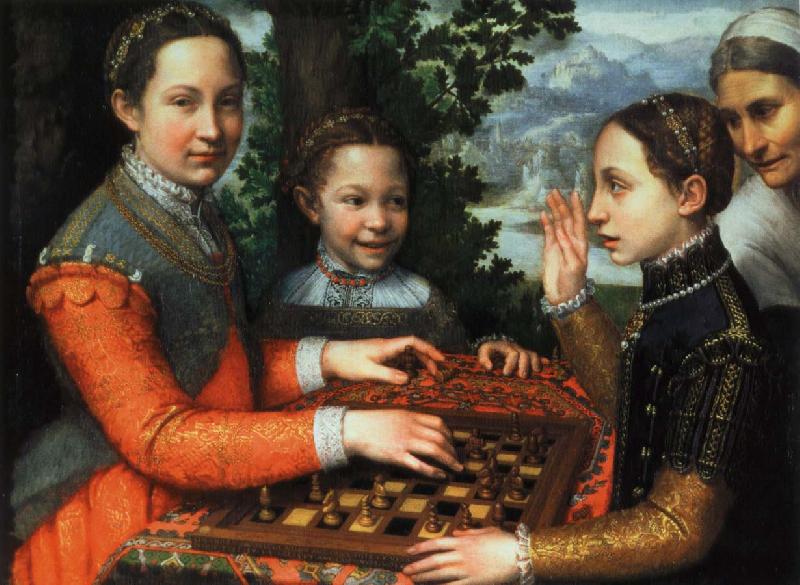 anguissola sofonisba tre schackspelande systrar oil painting picture